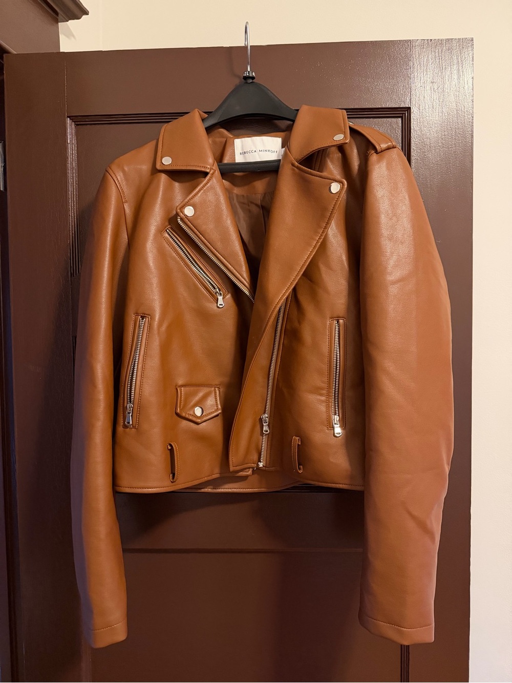 Rebecca Minkoff Cognac Leather Moto Jacket